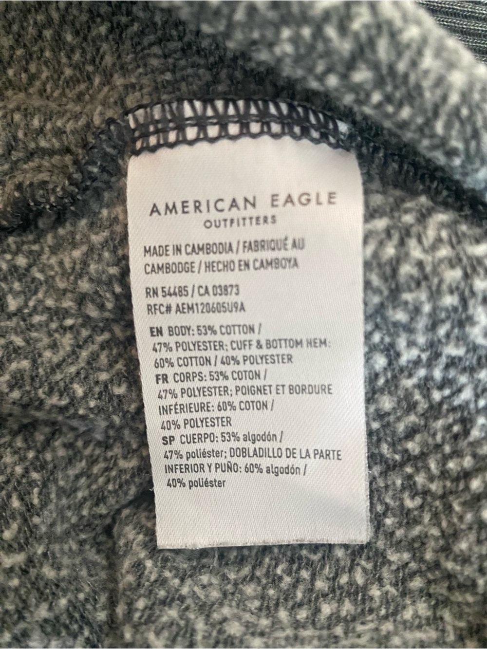 American Eagle Lived-In Oversized Raw Hem Sweatshirt XXL Charcoal Gray - Picture 9 of 11